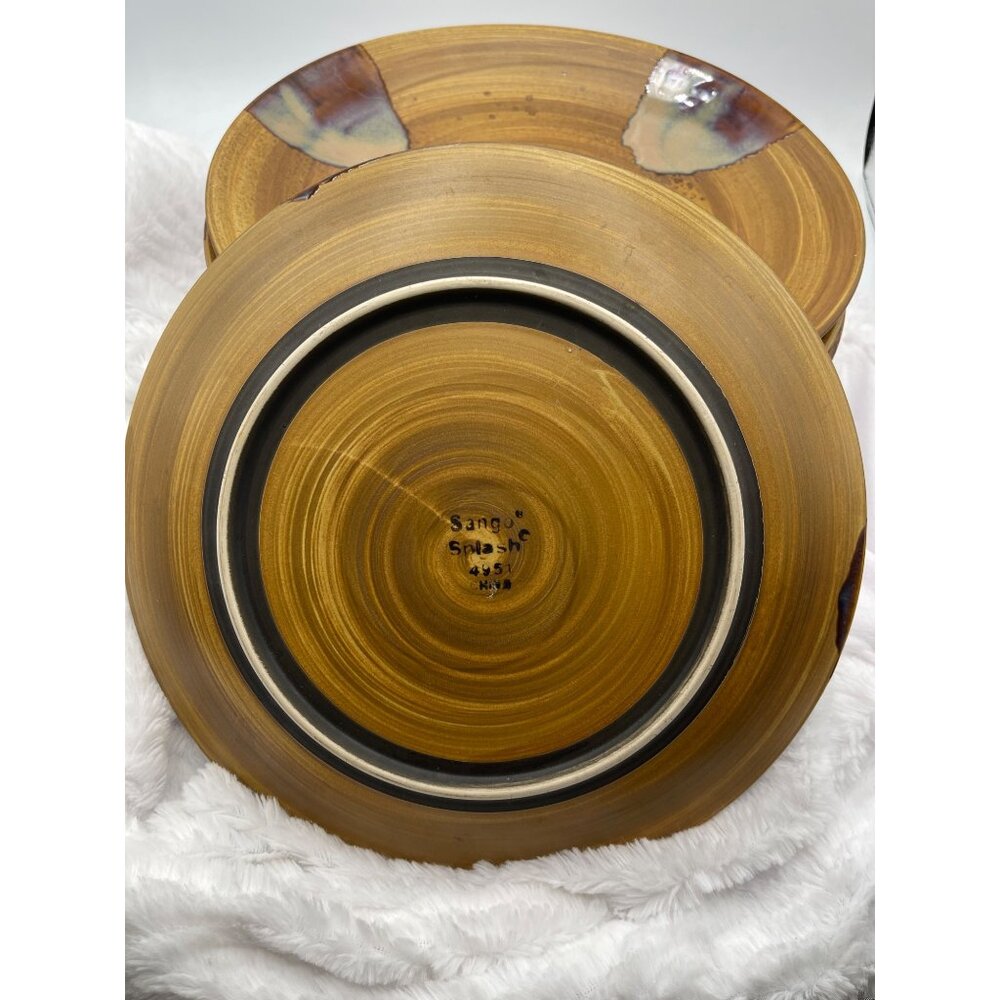 Vintage Sango Splash Brown Set of Four Dinner Plates 11" - Picture 4 of 9